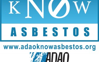 KNOW Asbestos awareness campaign logo with blue background