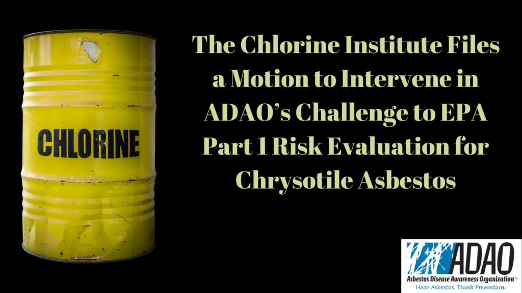 The Chlorine Institute Files a Motion to Intervene in ADAO’s Challenge