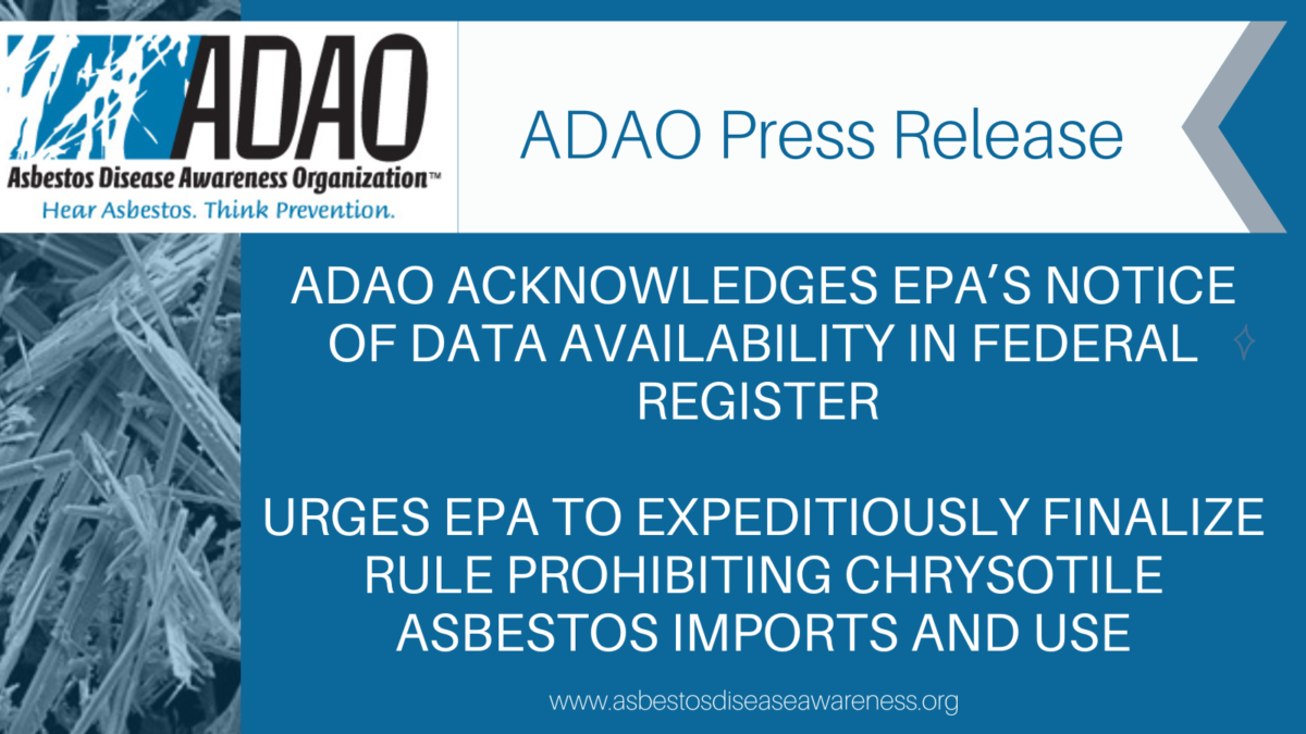 Press Release ADAO ACKNOWLEDGES EPA’S NOTICE OF DATA AVAILABILITY IN